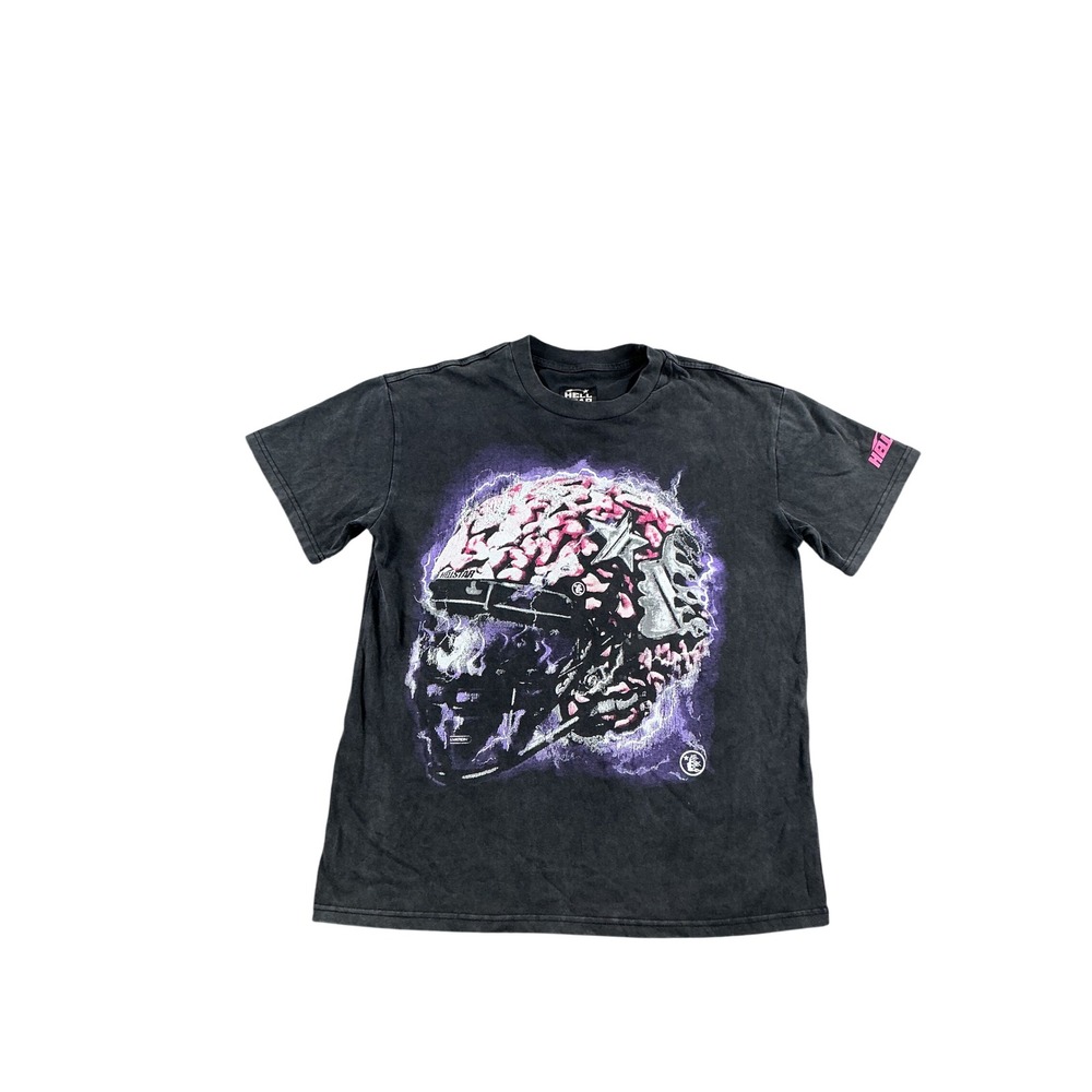 Hellstar Path to Paradise Washed Black Graphic T-Shirt Small NEW